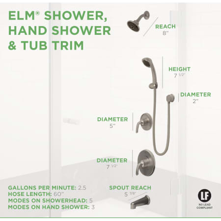A large image of the Symmons 5506 Elm Shower System Dimensions