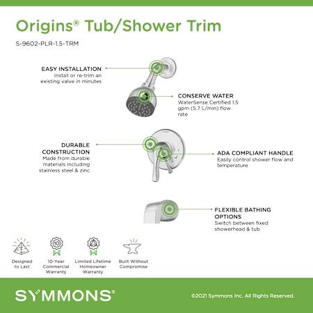 A large image of the Symmons S-9602-PLR-1.5-TRM Alternate Image