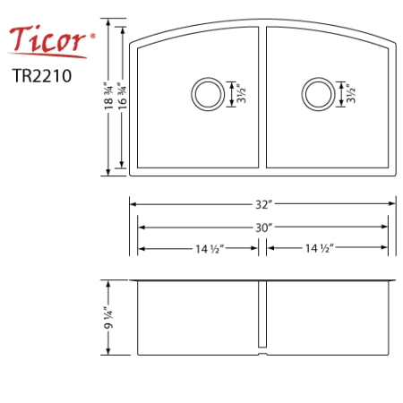 A large image of the Ticor TR2210 Dimensions