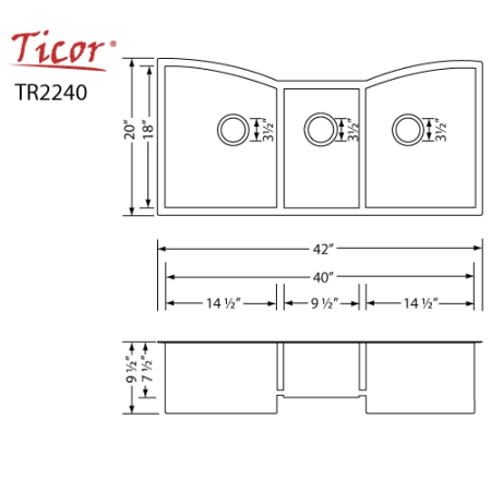 A large image of the Ticor TR2240 Dimensions