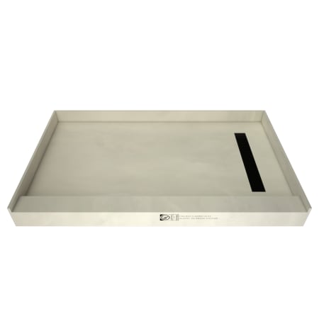 A large image of the Tile Redi RT3048R-PVC-2.5 Grey w/ Matte Black Drain