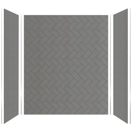A large image of the Transolid PWK603672 Dark Grey Herringbone Tile