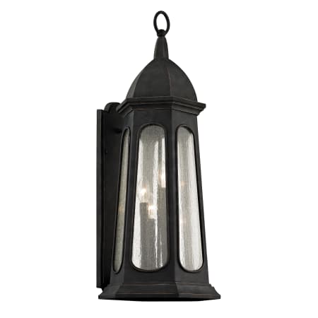 Troy Lighting B6363 Vintage Iron Astor 4 Light 30 3 4 Tall Outdoor Wall Sconce With Seedy Glass Lantern Shade Lightingshowplace Com