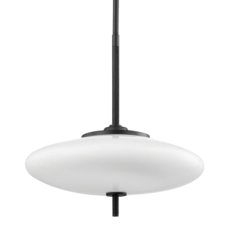 A large image of the Troy Lighting F7775 Satin Black / Black Leather