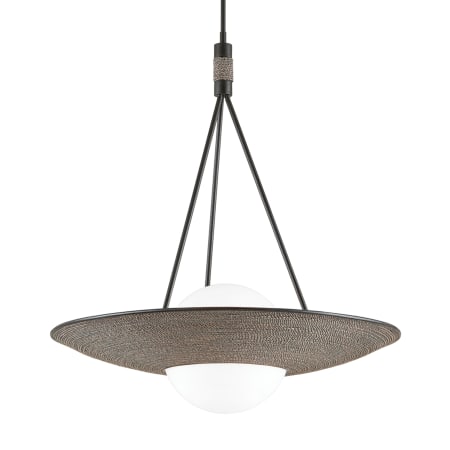 A large image of the Troy Lighting F7821-L Textured Black / Grey Rope
