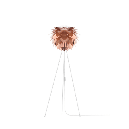 A large image of the UMAGE 02030 Silvia Freestanding Copper with White Floor Tripod