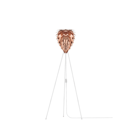 A large image of the UMAGE 02033 Conia Mini Freestanding Copper with White Floor Tripod