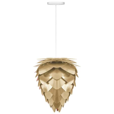 A large image of the UMAGE 2096 Conia Mini Hanging Brushed Brass with White Base