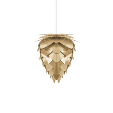 A large image of the UMAGE 2096 Conia Mini Plug In Brushed Brass with White Base