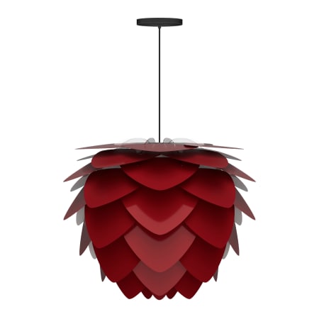 A large image of the UMAGE 2135 Aluvia Mini Hardwired Pendant Ruby with Black Cord