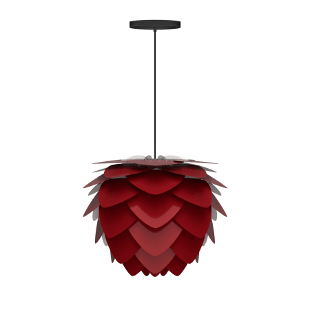 A large image of the UMAGE 2136 Aluvia Mini Hardwired Pendant Ruby with Black Cord