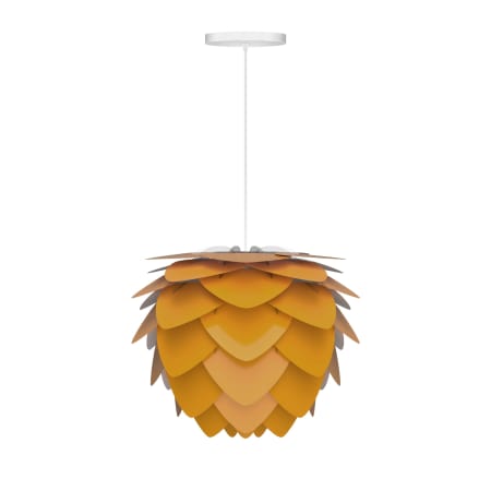 A large image of the UMAGE 2138 Aluvia Mini Hardwired Pendant Saffron with White Cord