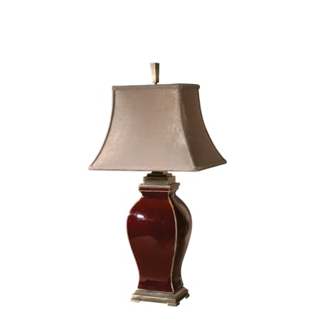 A large image of the Uttermost 26684 Burgundy Ceramic With Bronze Metal Detail