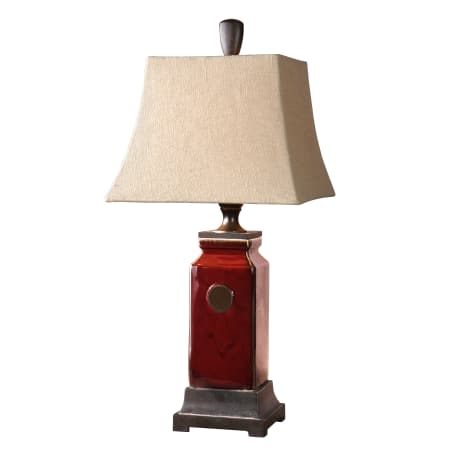 A large image of the Uttermost 27937 Distressed Deep Red Glaze, Ivory Undertones , Oil Rubbed Bronze Details