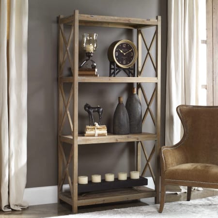 Stratford rustic storage top bookcase with drawers