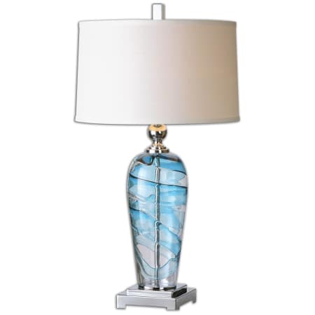 A large image of the Uttermost 26137-1 Clear Blue with Polished Nickel