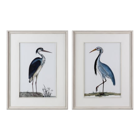 A large image of the Uttermost 33668 Blue Heron / White Washed Frame