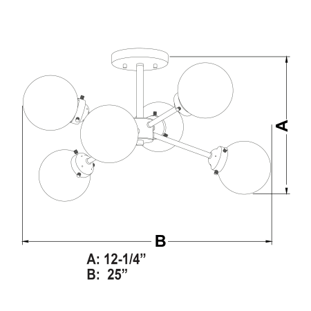 A large image of the Vaxcel Lighting C0132 Line Drawing