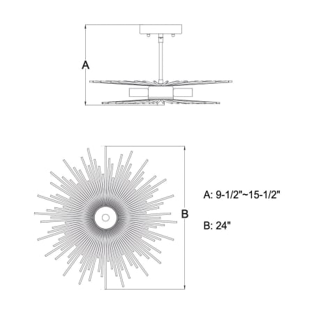 A large image of the Vaxcel Lighting C0228 Line Drawing