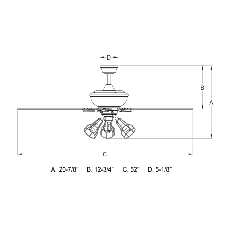 A large image of the Vaxcel Lighting CLYBOURN52 Line Drawing