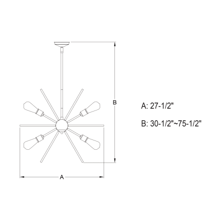 A large image of the Vaxcel Lighting P0196 Line Drawing