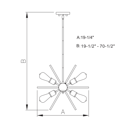 A large image of the Vaxcel Lighting P0237 Line Drawing