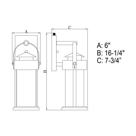 A large image of the Vaxcel Lighting T0285 Line Drawing