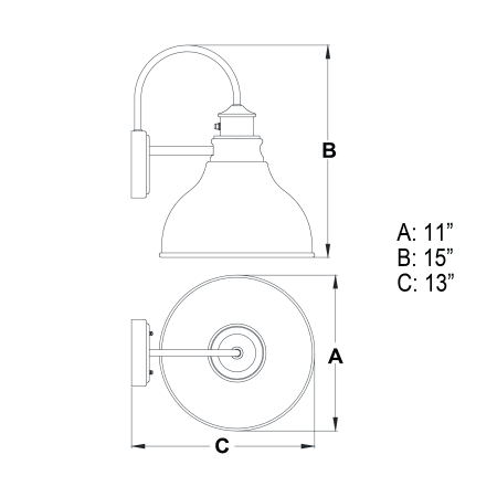 A large image of the Vaxcel Lighting T0314 Line Drawing