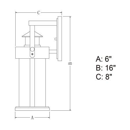 A large image of the Vaxcel Lighting T0384 Line Drawing