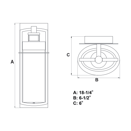 A large image of the Vaxcel Lighting T0389 Line Drawing