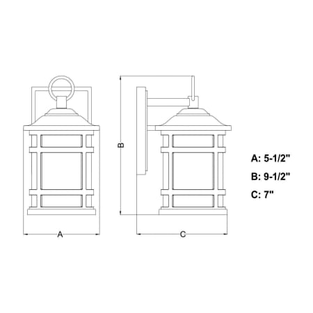 A large image of the Vaxcel Lighting T0517 Line Drawing