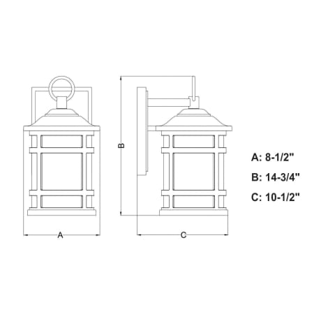 A large image of the Vaxcel Lighting T0519 Line Drawing