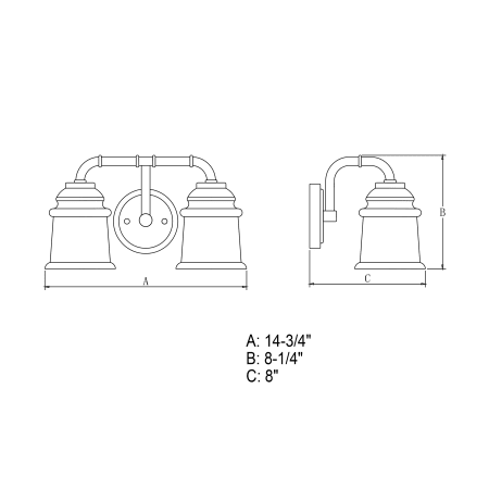 A large image of the Vaxcel Lighting W0240 Line Drawing