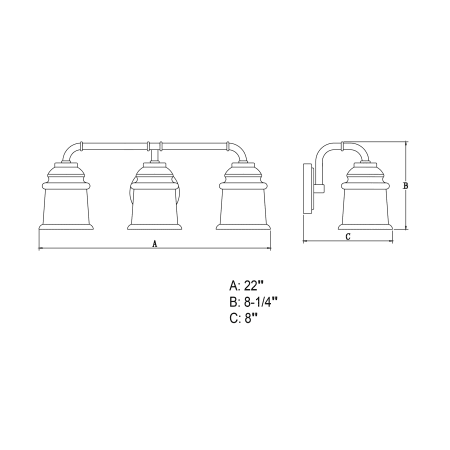 A large image of the Vaxcel Lighting W0241 Line Drawing