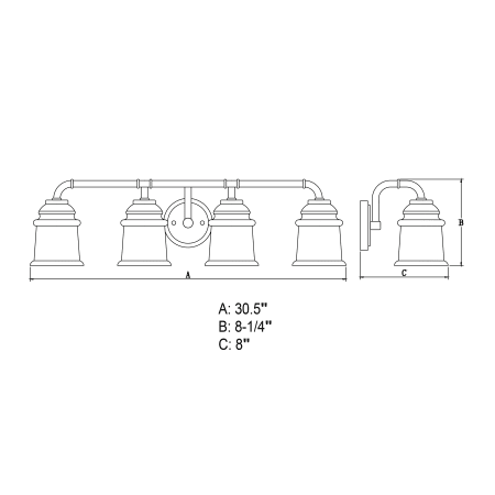 A large image of the Vaxcel Lighting W0242 Line Drawing