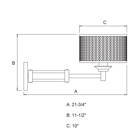 A large image of the Vaxcel Lighting W0259 Line Drawing