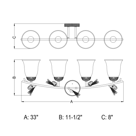 A large image of the Vaxcel Lighting W0270 Line Drawing