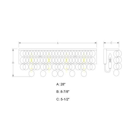 A large image of the Vaxcel Lighting W0271 Line Drawing