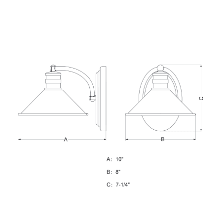 A large image of the Vaxcel Lighting W0283 Line Drawing