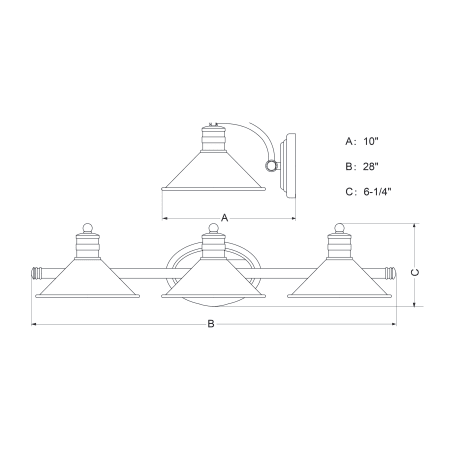 A large image of the Vaxcel Lighting W0285 Line Drawing