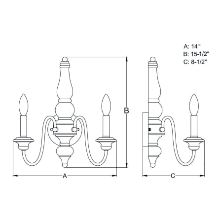 A large image of the Vaxcel Lighting W0335 Line Drawing