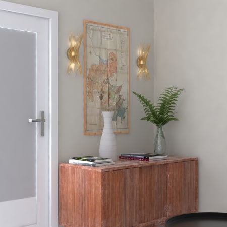 VAXCEL Nikko 2 Light Gold Mid-Century Modern Flush Wall