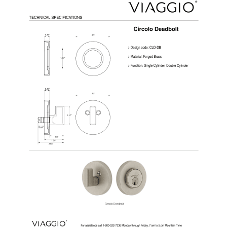 A large image of the Viaggio CLOBLL_COMBO_238_LH Deadbolt Details