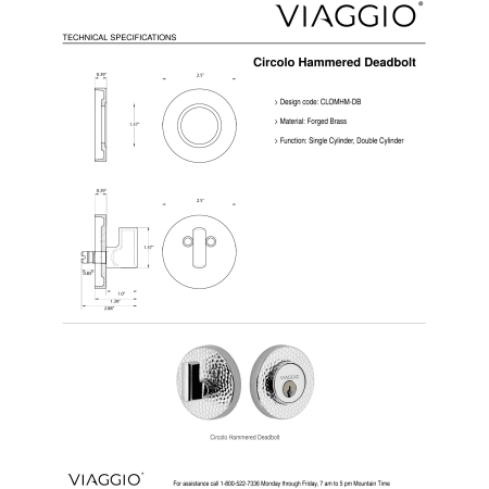 A large image of the Viaggio CLOMHMBLL_COMBO_238_LH Deadbolt Details