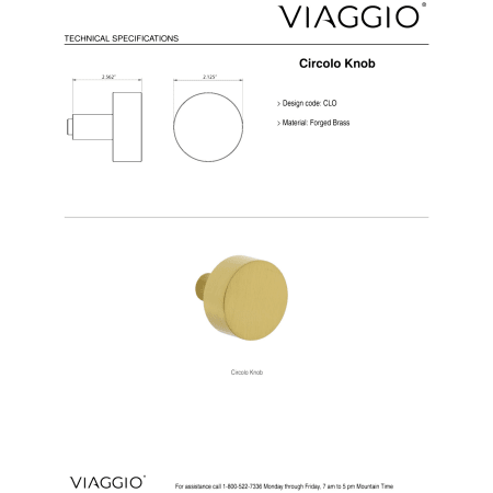 A large image of the Viaggio CLOMHMCLO_COMBO_234 Handle - Knob Details