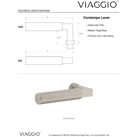 A large image of the Viaggio CLOMHMCON-STH_COMBO_234_LH Handle - Lever Details