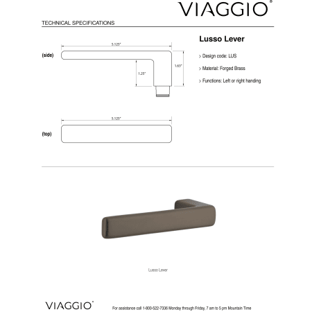 A large image of the Viaggio CLOMHMLUS_PRV_234_RH Handle - Lever Details
