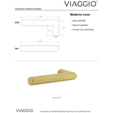A large image of the Viaggio CLOMHMMOD_COMBO_234_LH Handle - Lever Details