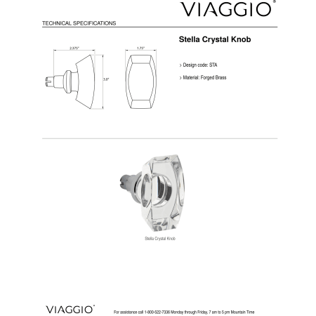 A large image of the Viaggio CLOMHMSTA_DD Handle - Knob Details
