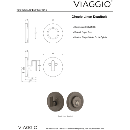 A large image of the Viaggio CLOMLNBRZ_COMBO_234_LH Deadbolt Details